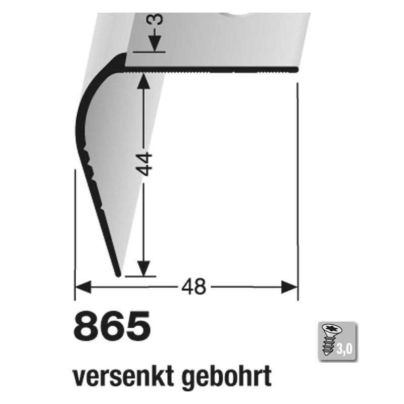 Küberit Alu Treppenkantenprofil Typ 865 250 cm, poliert (F3)