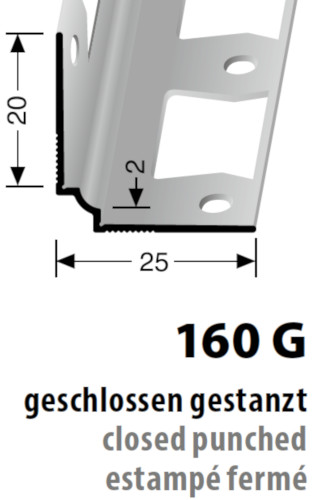 Küberit Wand- und Tapetenprofil Innenecke Typ 160 G, 270 cm, Silber (F4)