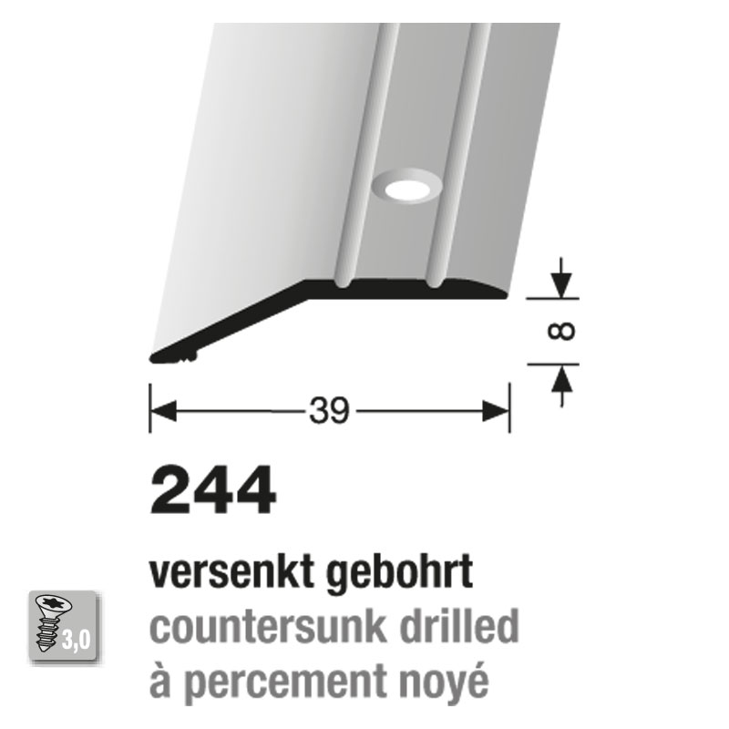 Küberit Abschlußprofil Typ 244 8 mm, 300 cm, edelstahloptik (F2)