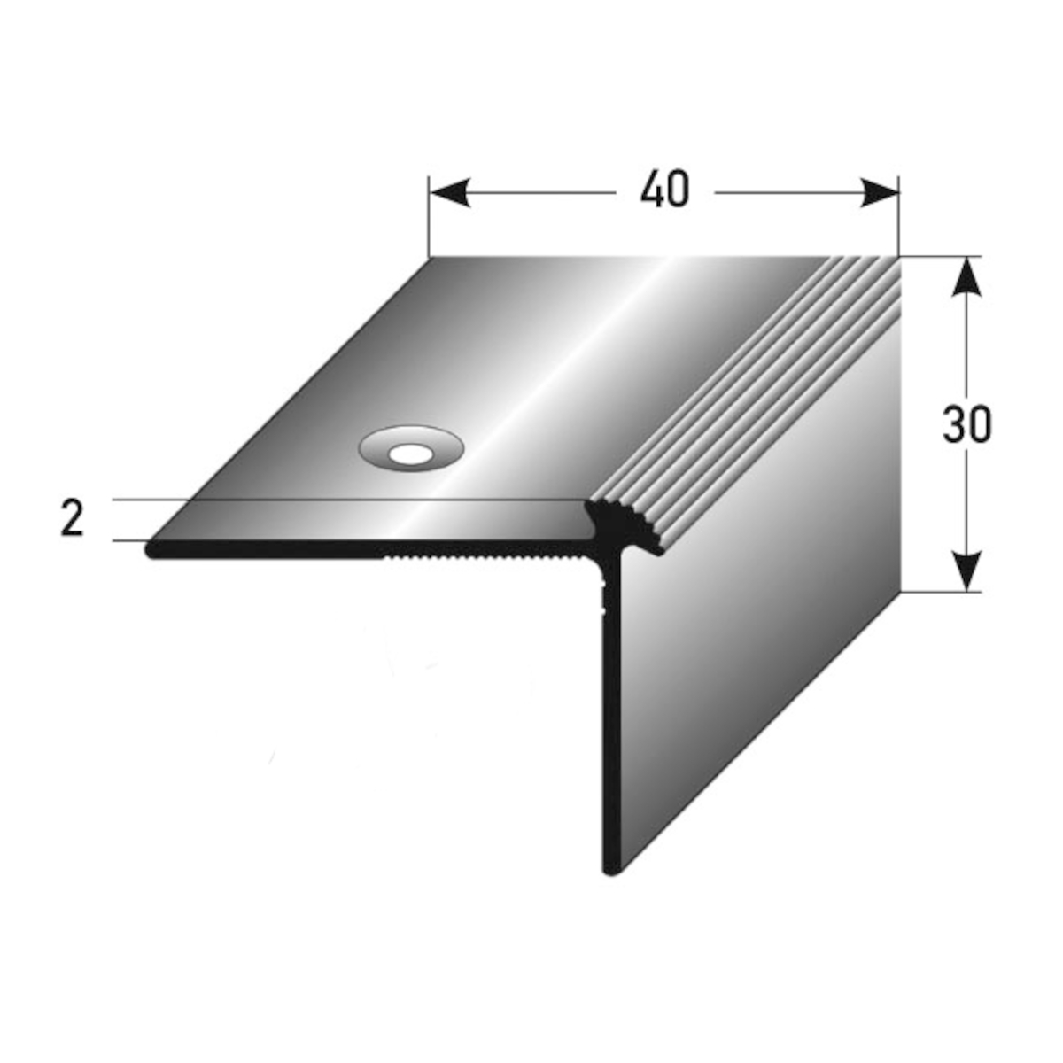 AUER Alu Treppenkantenprofil Typ 264, 30 x 40 x 2 mm, 270 cm, gold