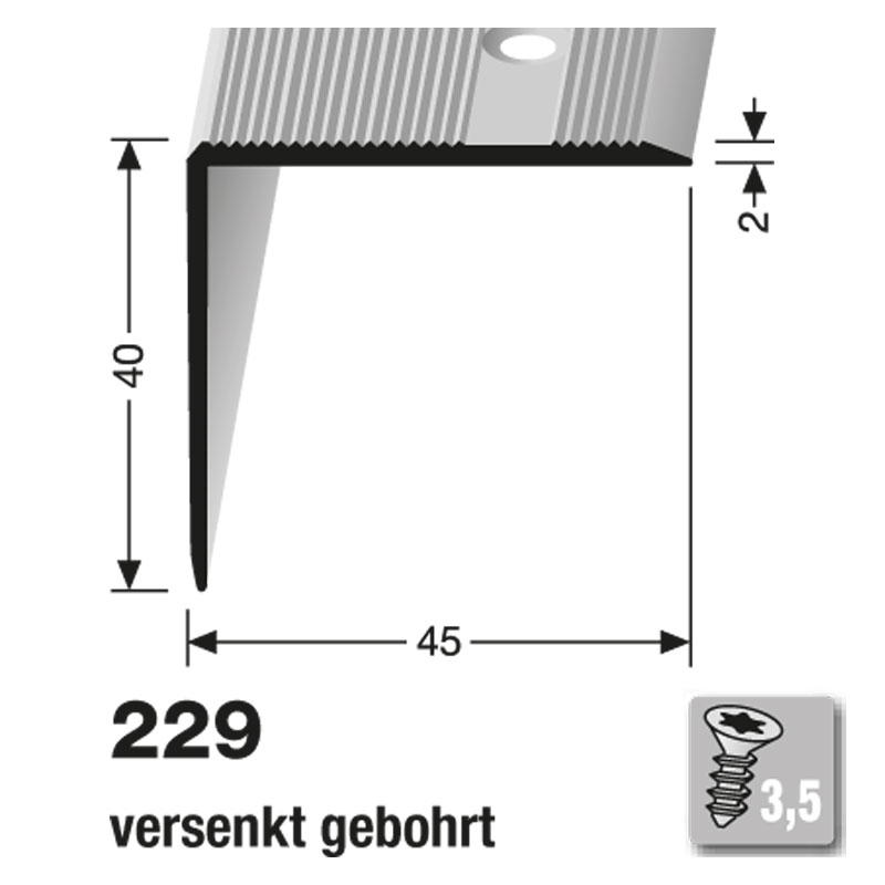 Küberit Alu Winkelprofil Typ 229 in verschiedenen Ausführungen Küberit Alu Winkelprofil Typ 229 in verschiedenen Ausführungen