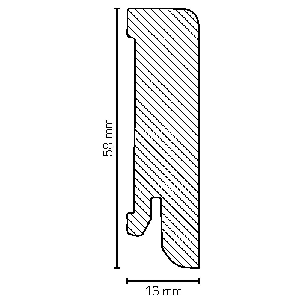 SÜDBROCK MDF-Fußleiste 16x58, 250cm 03 Folie ummantelt, Buche