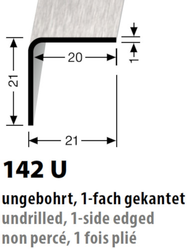 Küberit Winkelprofil Typ 142 U, 250 cm, Edelstahl gebürstet (F8G)