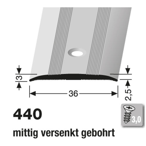 Küberit Übergangsprofil Typ 440, 36 mm, 500 cm, silber (F4)