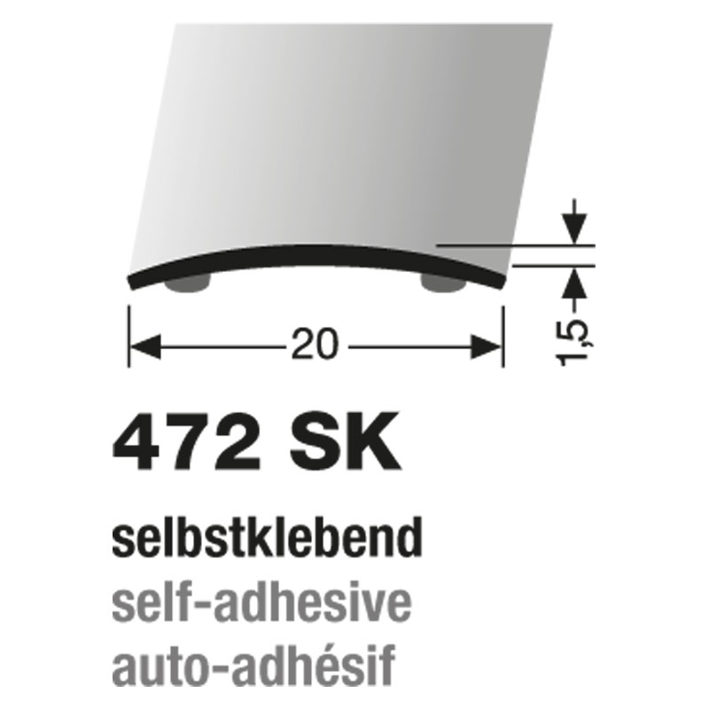 Küberit Übergangsprofil 20 mm, Typ 472 SK, 500 cm, edelstahl gebürstet (F8G)