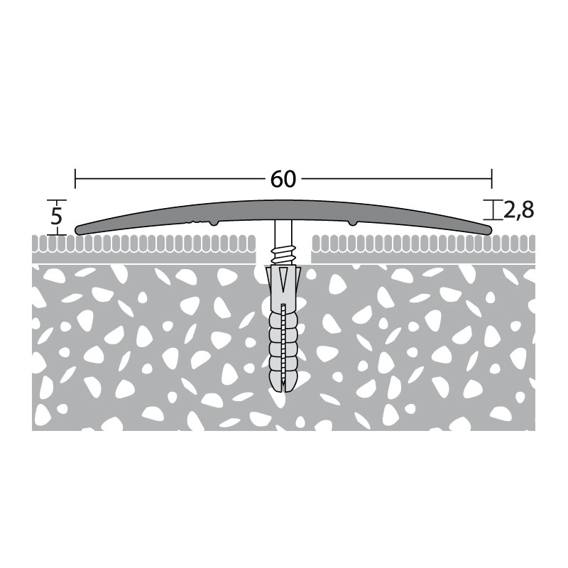 PRINZ Alu Übergangsprofil Nr. 134, 60 mm, 100 cm, edelstahloptik matt
