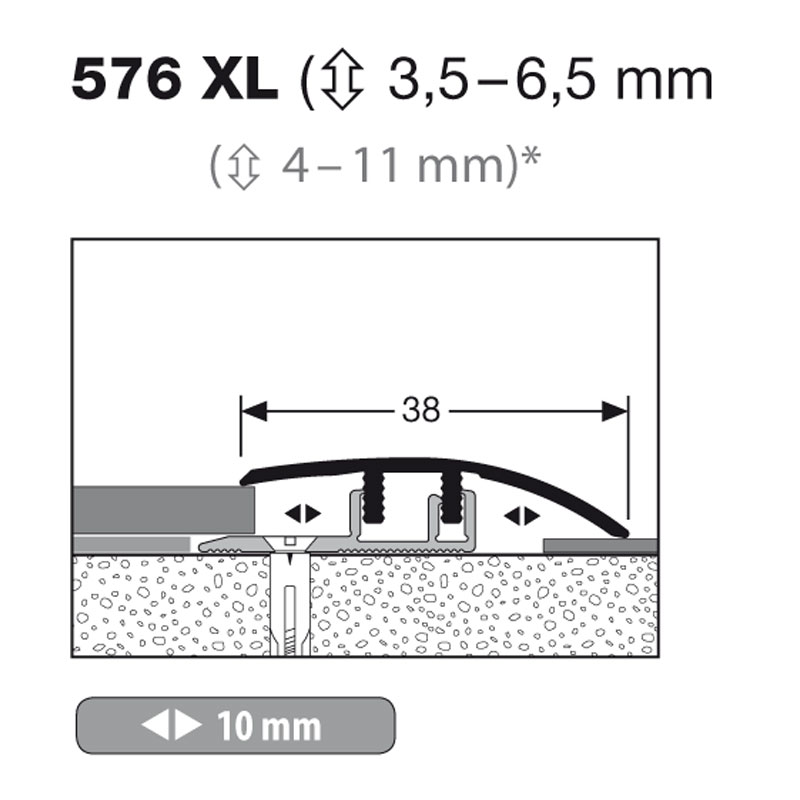 Küberit Anpassungsprofil Design-Clip Typ 576 XL,  3,5 - 6,5 mm, 100 cm, sand (F9)