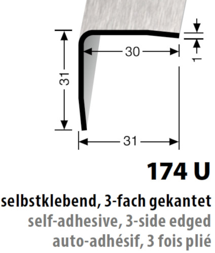 Küberit Eckschutzwinkel, Typ 174 U, 150 cm, edelstahl gebürstet (F8G)