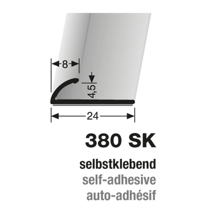 Küberit Alu Abschlussprofil Typ 380 SK, 90 cm, silber (F4)