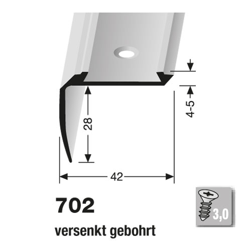 Küberit Alu Kombi-Treppenkante Typ 702, 250 cm, gold (F5)