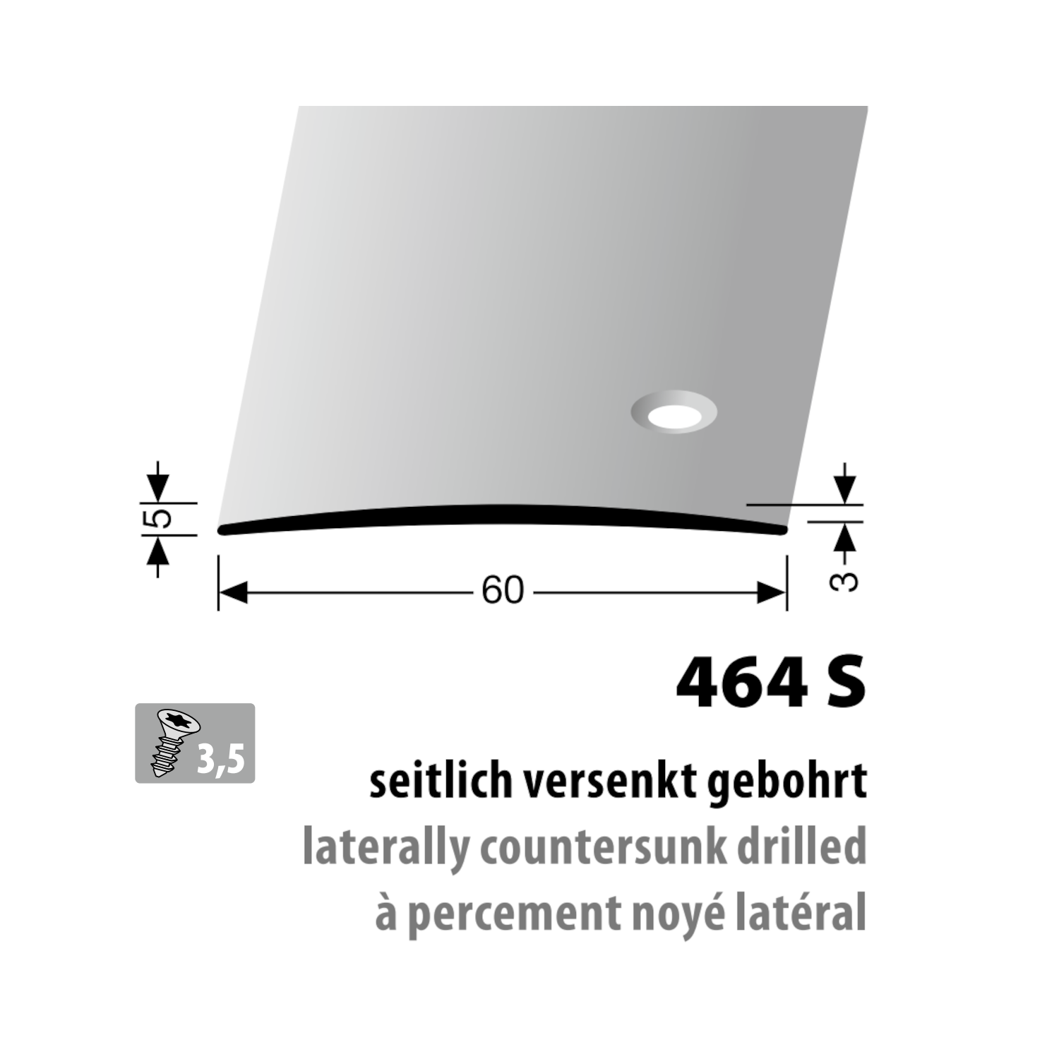 Küberit Alu Übergangsprofil, 60mm, Typ 464 S Küberit Alu Übergangsprofil, 60mm, Typ 464 S