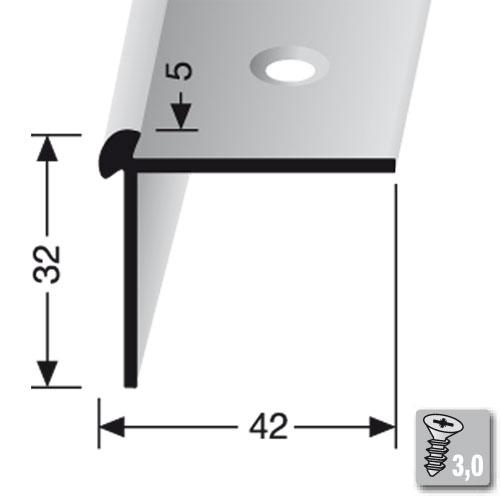 Küberit Alu Treppenkantenprofil Typ 873, 500 cm, edelstahloptik (F2)