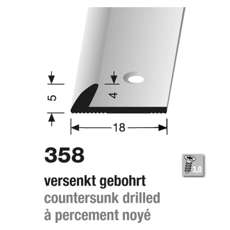 Küberit Alu Abschlussprofil Typ 358, 500 cm, edelstahloptik (F2)