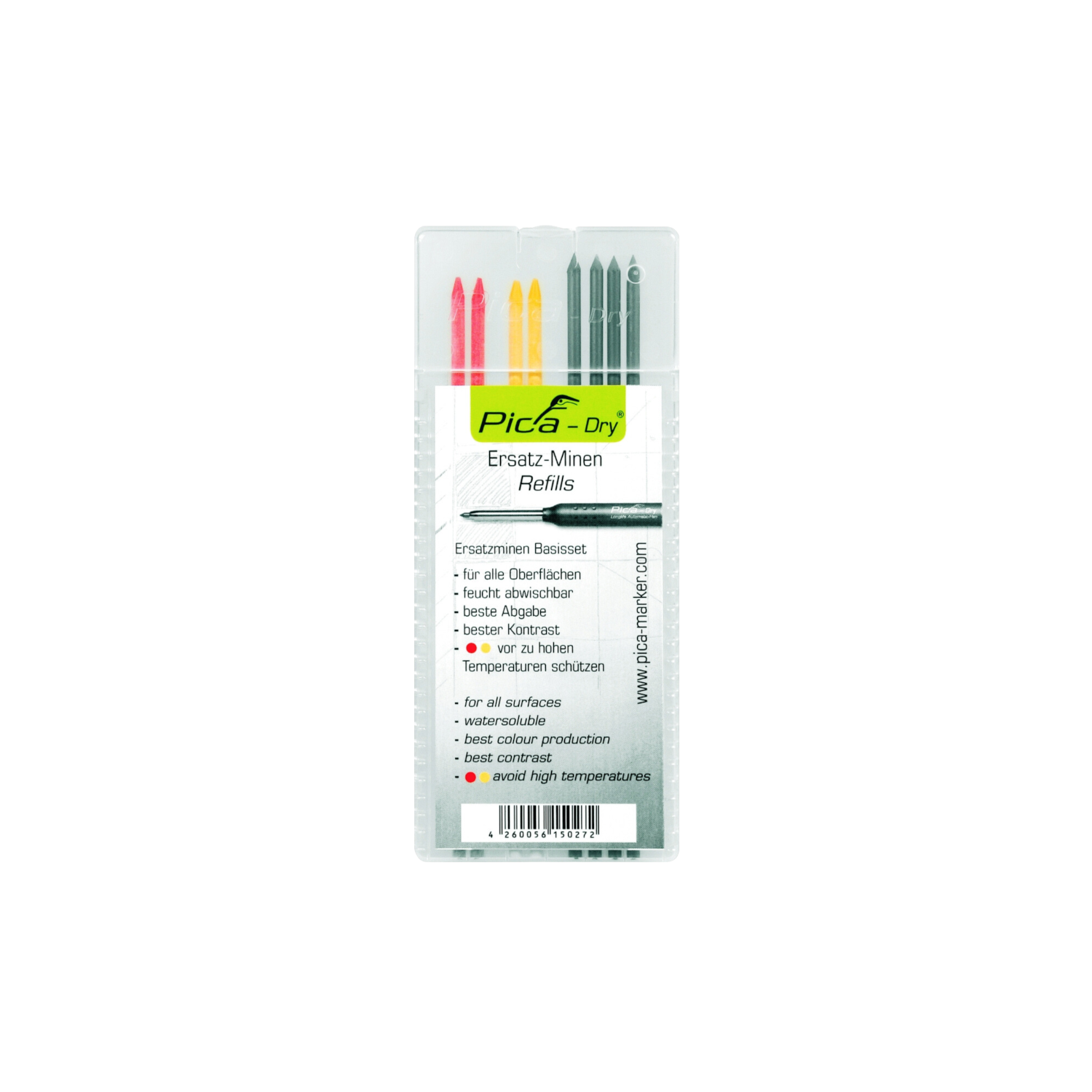 Pica Ersatzminen-Set mit 8 Graphitminen bunt für Profi-Druckbleistift GREEN-PEN Pica Ersatzminen-Set mit 8 Graphitminen bunt für Profi-Druckbleistift GREEN-PEN