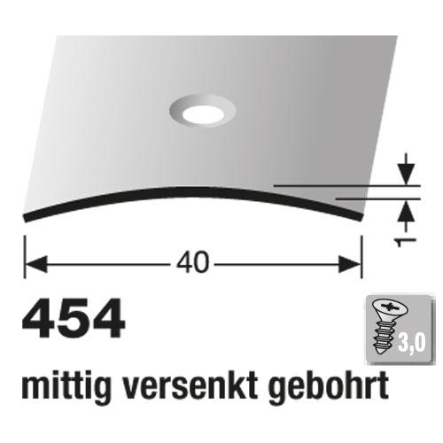 Küberit Übergangsprofil 40 mm, 1,0 mm Typ 454, 100 cm, edelstahl poliert (F8)