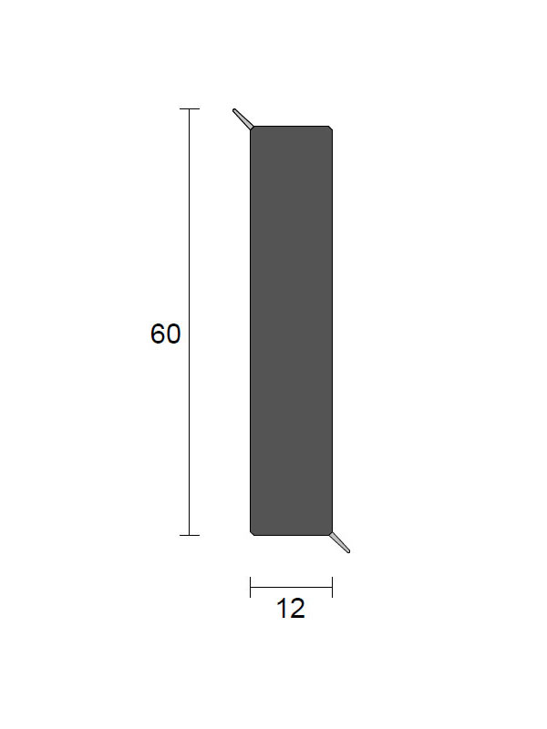 BOLTA Hartschaum-Sockelleiste Q 12 B, gebürstete Oberfläche, 60 x 12 mm, 250 cm, grau (0107)