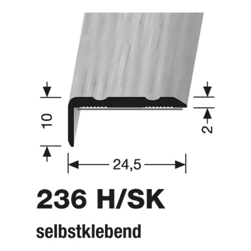 Küberit Alu Winkel 24.5 x 10 mm, Typ 236 H/SK, 100 cm, Buche dunkel (H20)
