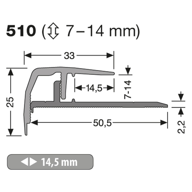 Küberit Step-Clip Champion Typ 510 H, 300 cm, Eiche hell (H30)