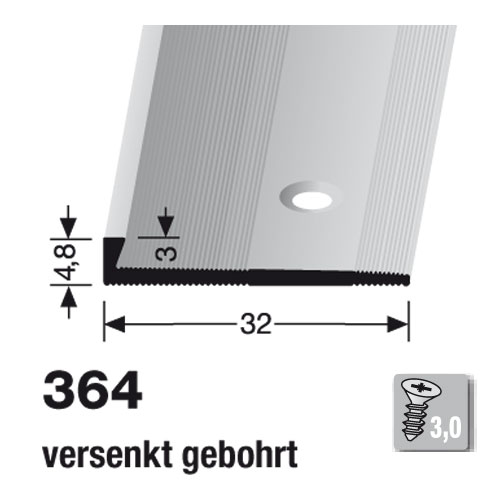 Küberit Alu Abschlussprofil Typ 364, 300 cm, edelstahloptik (F2)