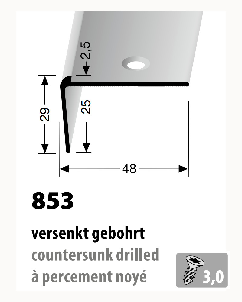 Küberit Alu Treppenkantenprofil Typ 853, 250 cm, silber (F4)