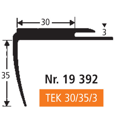 BOLTA Weich-PVC Treppenkante TEK 30/35/3, schwarz (0111), Längen á 250 cm