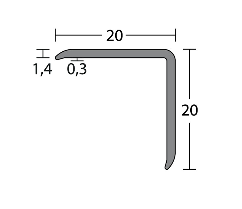 PRINZ Alu Eckschutzwinkel Nr. 280, 20 x 20 mm, silber, in verschiedenen Längen