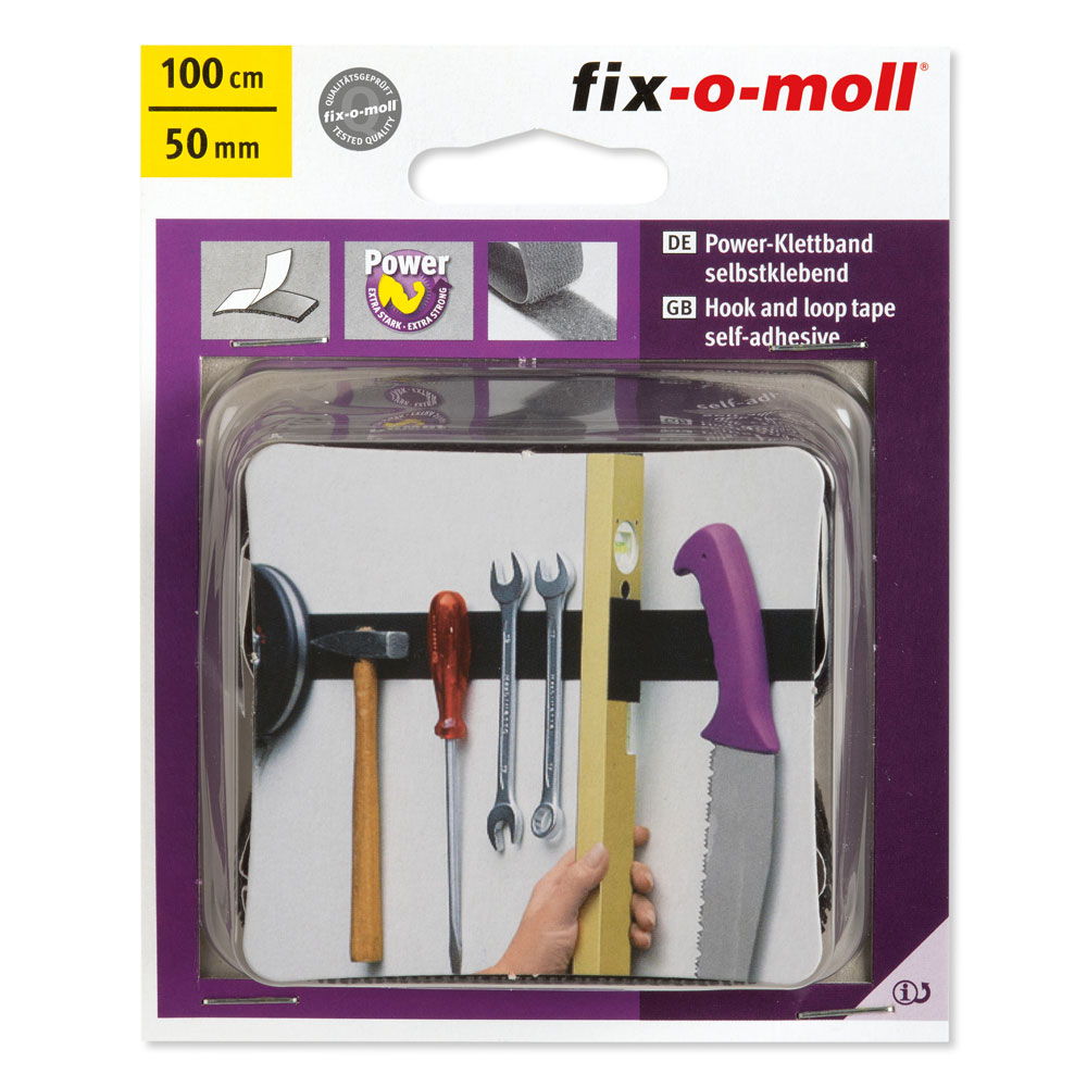 fix-o-moll Power-Klettband 100 cm x 50 mm, SK, schwarz