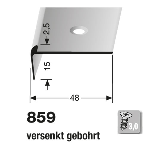 Küberit Alu Treppenkantenprofil Typ 859, 100 cm, silber (F4)