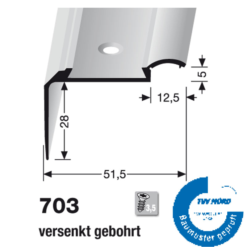 Küberit Alu Kombi-Treppenkante Typ 703, 500 cm, edelstahloptik (F2) Küberit Alu Kombi-Treppenkante Typ 703, 500 cm, edelstahloptik (F2)