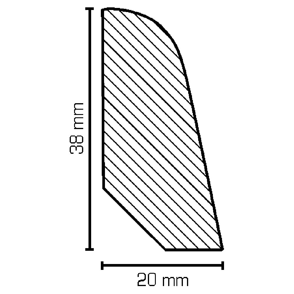 SÜDBROCK Buche Fußleiste 20x38 mm, abgerundet, natur lackiert