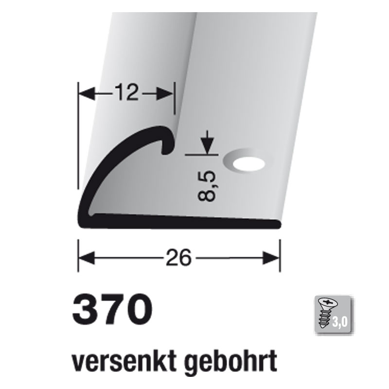 Küberit Alu Abschlussprofil Typ 370, 270 cm, silber (F4)