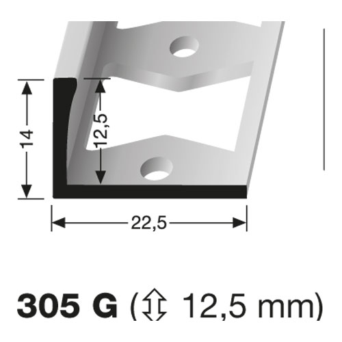 Küberit Fliesenabschluß 12,5mm T305G 250cm, Messing poliert (F7)