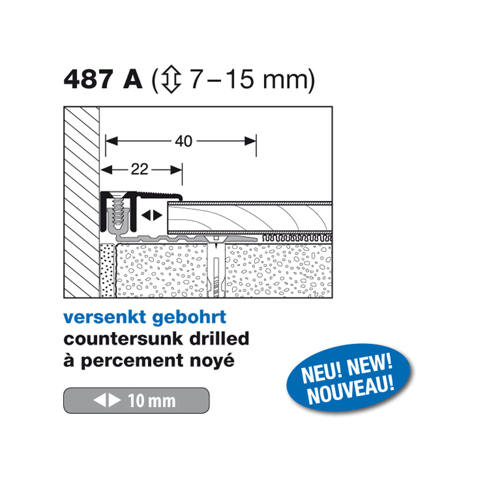 Küberit Abschlussprofil PPS Allrounder 4.0, Typ 487 A, 300 cm, edelstahloptik (F2)