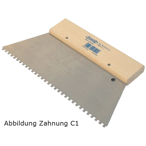 Zahnspachtel 25 cm 130 mm hoch, Zahnung C4