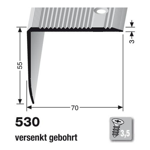 Küberit Alu Winkelprofil Typ 530, 500 cm, edelstahloptik (F2)