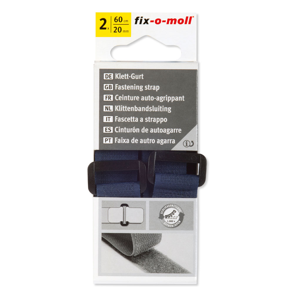fix-o-moll Klettgurt 60 cm x 20 mm, blau, VE = 2 Klettgurte fix-o-moll Klettgurt 60 cm x 20 mm, blau, VE = 2 Klettgurte