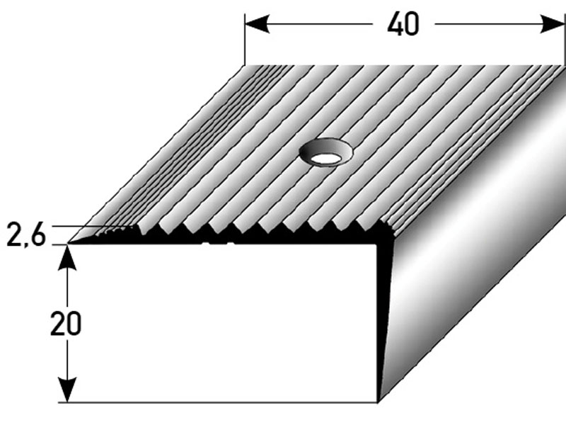 AUER Alu Treppenkantenprofil Typ 91, 20 x 40 mm AUER Alu Treppenkantenprofil Typ 91, 20 x 40 mm