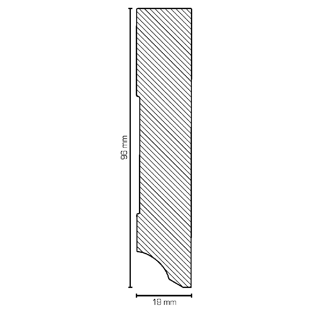 SÜDBROCK MDF Fußleiste rechteckig 250 cm Foliert, 19 mm stark, 96 mm hoch