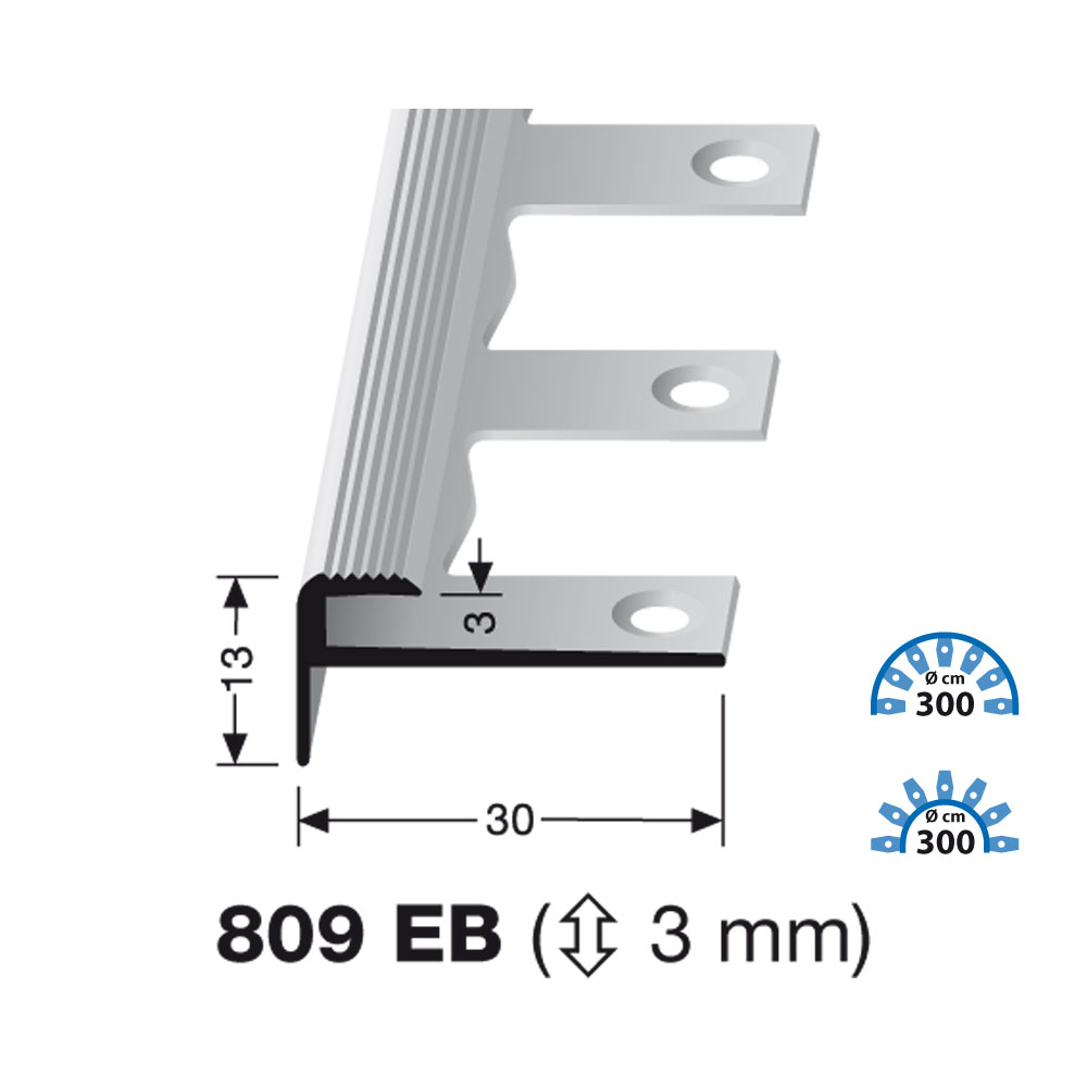 Küberit Alu Treppenkantenprofil Typ 809 EB, 250 cm, silber (F4)