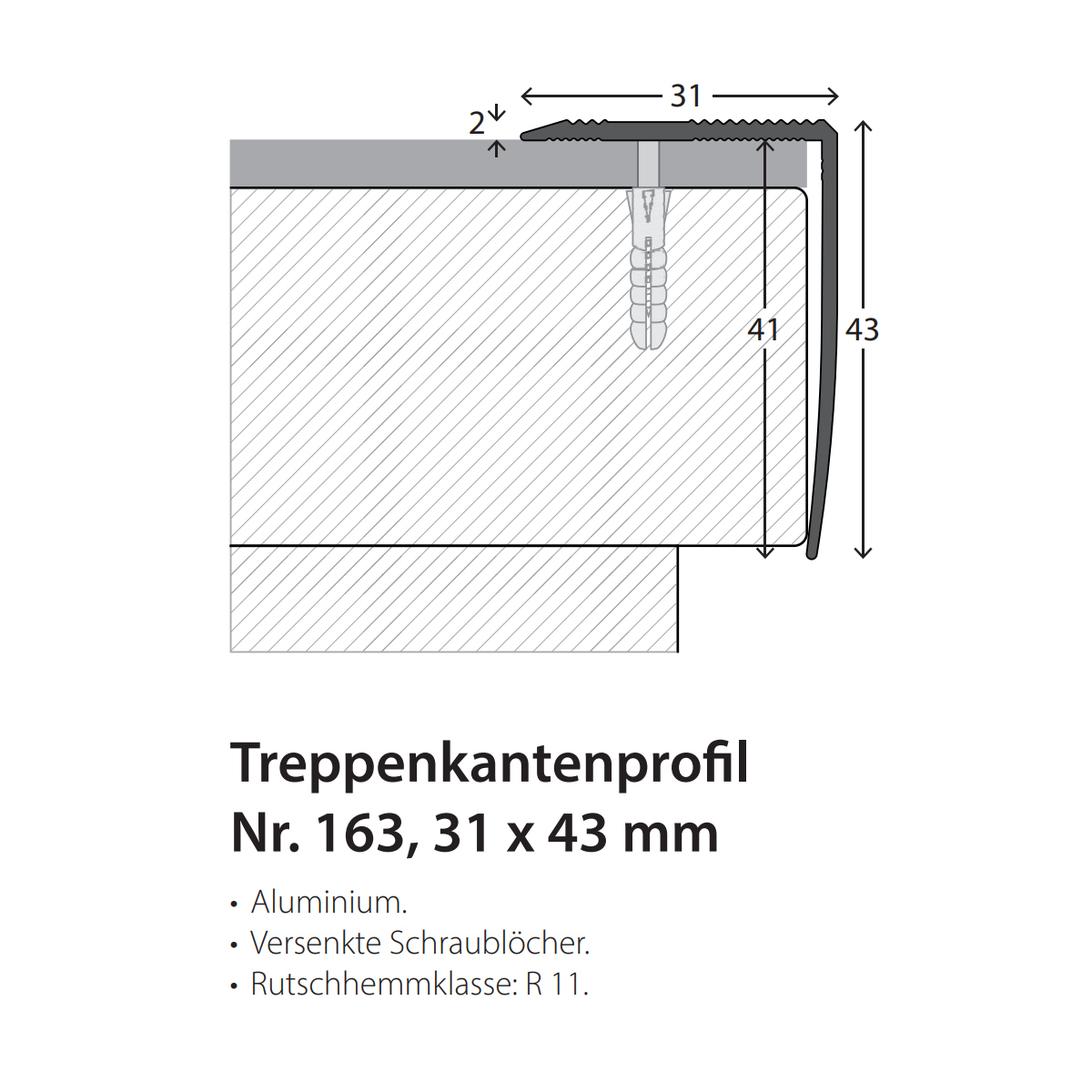 PRINZ Alu Winkelprofil Nr. 163, 31 x 43 mm