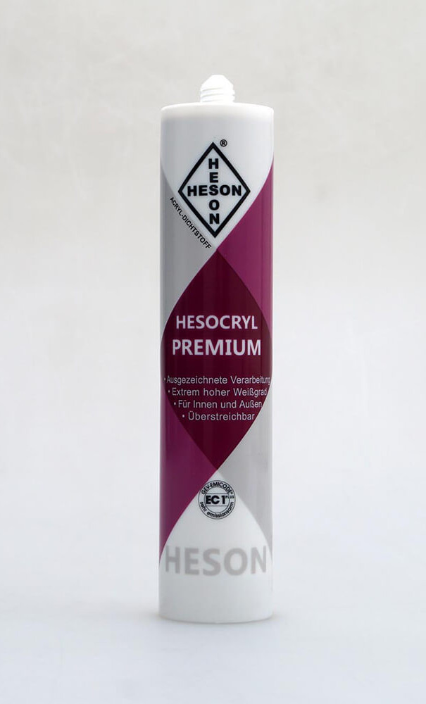 Hesocryl Premium 1K Acryldichtmasse 310 ml. überstreichbar und sehr emissionsarm, Premiumweiß Hesocryl Premium 1K Acryldichtmasse 310 ml. überstreichbar und sehr emissionsarm, Premiumweiß