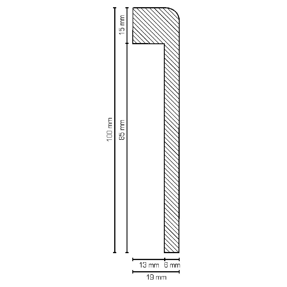 SÜDBROCK Abdeckleiste für Fliesensockel, MDF-Kern, 19 x 80 mm, 250 cm, Weiß