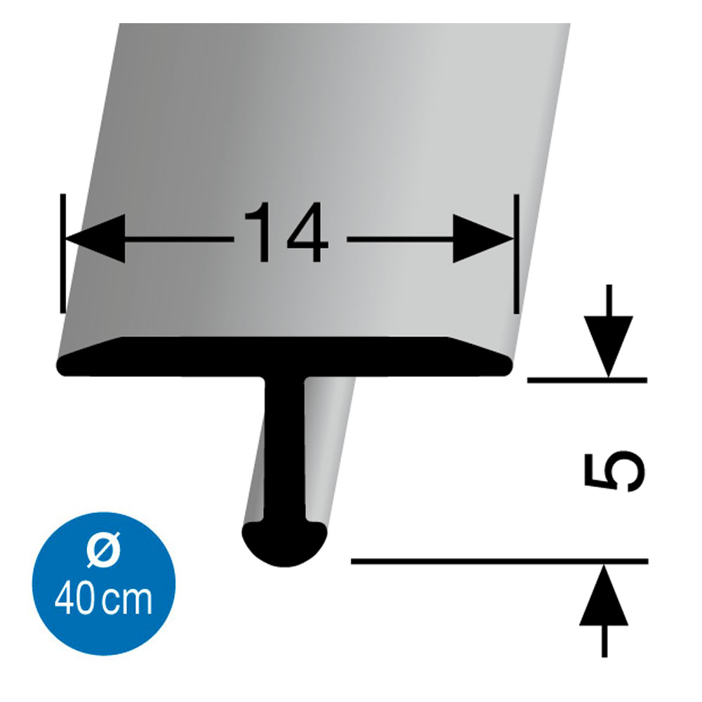 Küberit biegbares T-Profil Typ 290, 270 cm, silber (F4)