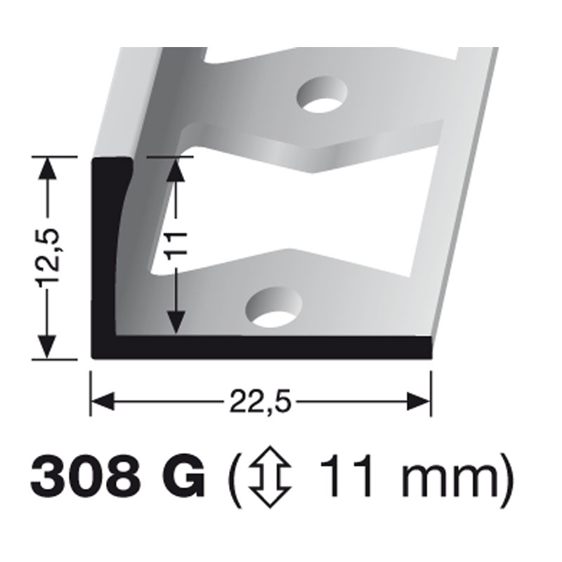 Küberit Fliesenabschlußprofil Typ 308 G, 11 mm,  250 cm, natur