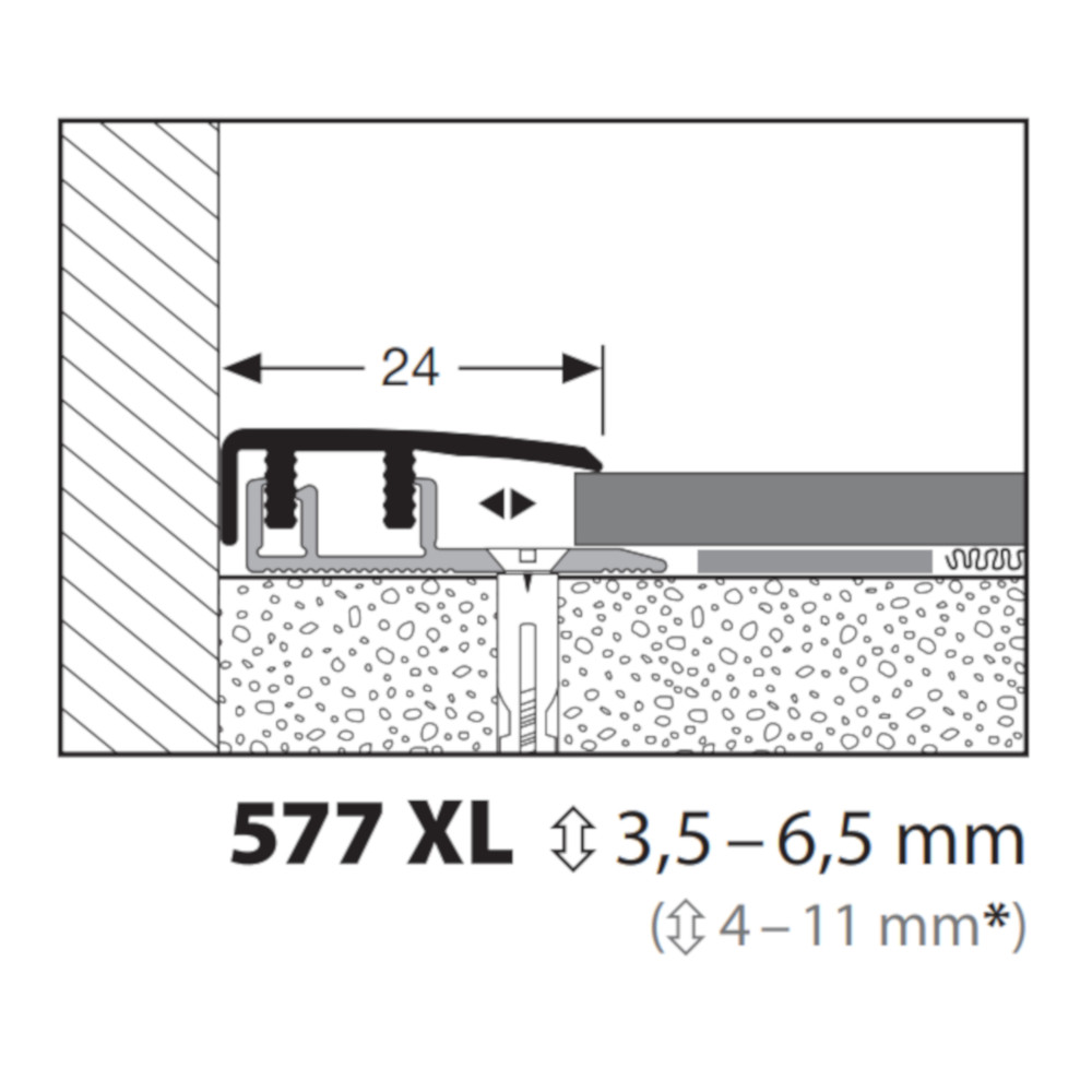 Küberit Abschlussprofil Typ 577 XL, 100 cm, silber (F4)