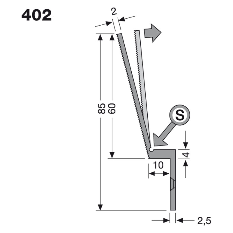 Küberit Schräg-Winkel Typ 402, 270 cm, alu natur (F0) Küberit Schräg-Winkel Typ 402, 270 cm, alu natur (F0)