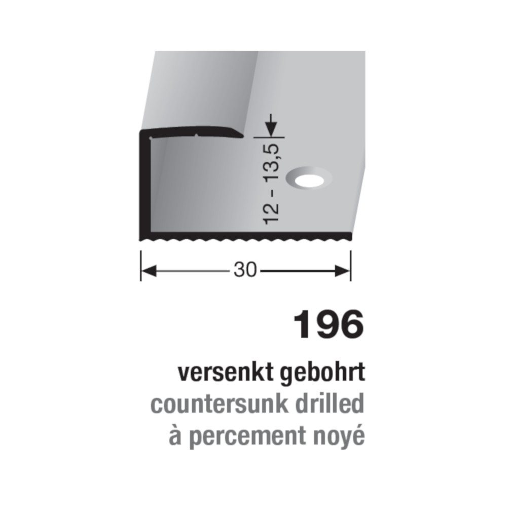 Küberit Alu Einfassprofil Typ 196, 270 cm, edelstahloptik f.g. (F2G)