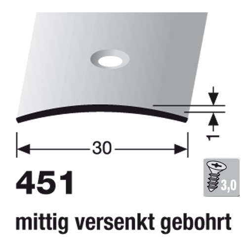 Küberit Übergangsprofil gewölbt, 30 x 1.0 mm, Typ 451
