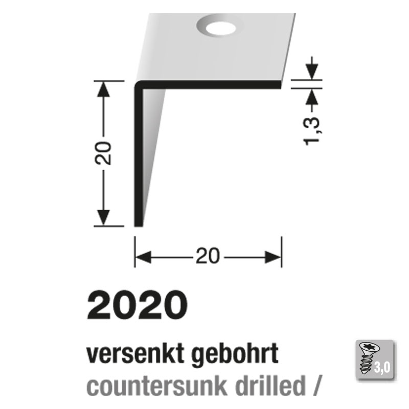 Küberit Winkelprofil Messing poliert 500cm,gebohrt, 15x30 mm,(F7)