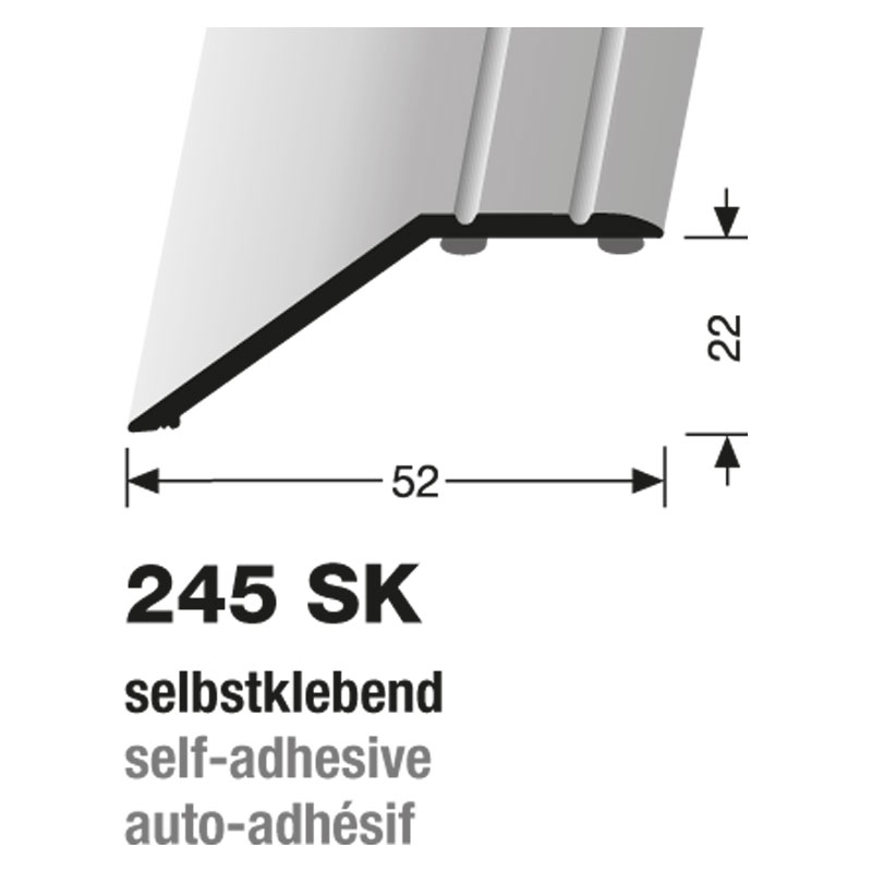 Küberit Abschlußprofil Typ 245 SK, 22 mm, 90 cm, silber (F4)